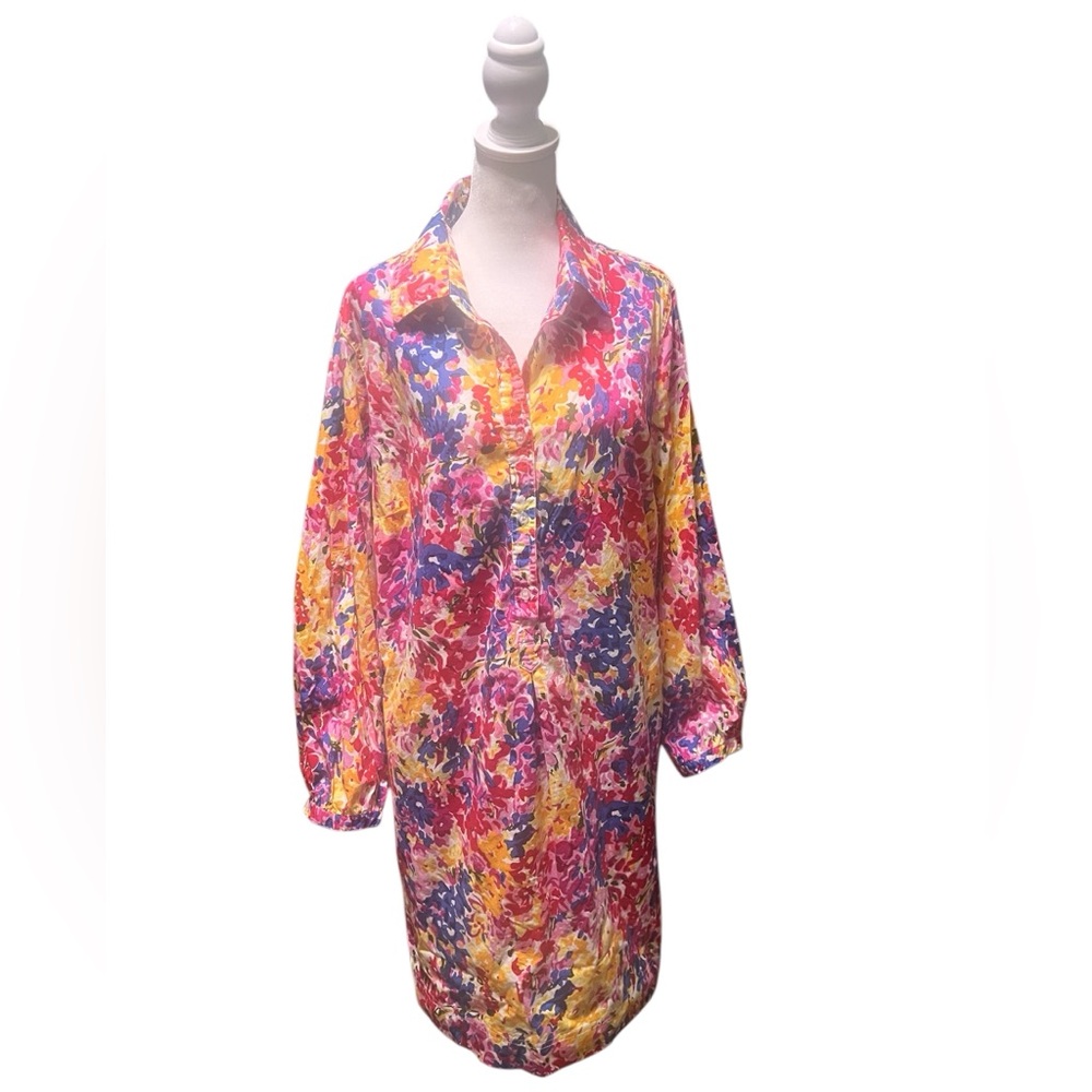 Geneology Colorful Floral Button-Up Dress